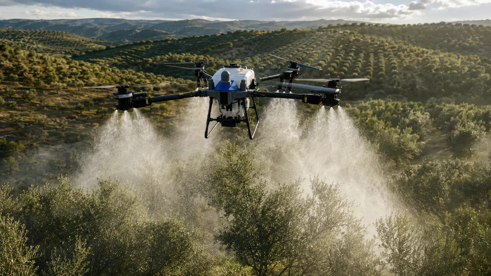 EA-J150 pulverizando un olivar en ladera